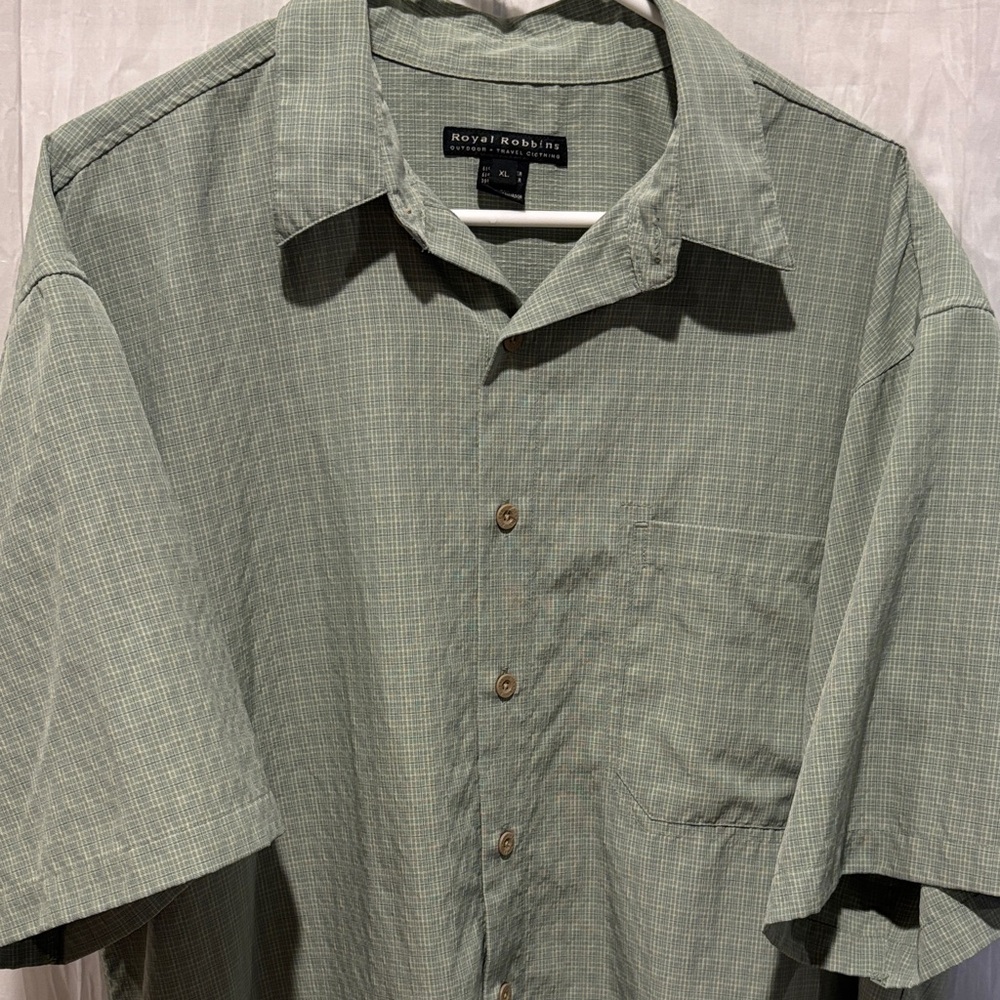 Vintage Royal Robbins Plaid Short Sleeve Shirt Mens XL Button Down Utility